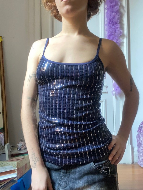 Producto - top lentejuelas azul