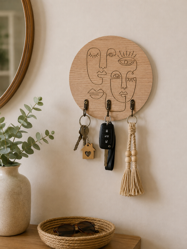 Producto - Portallaves redondo caras color madera