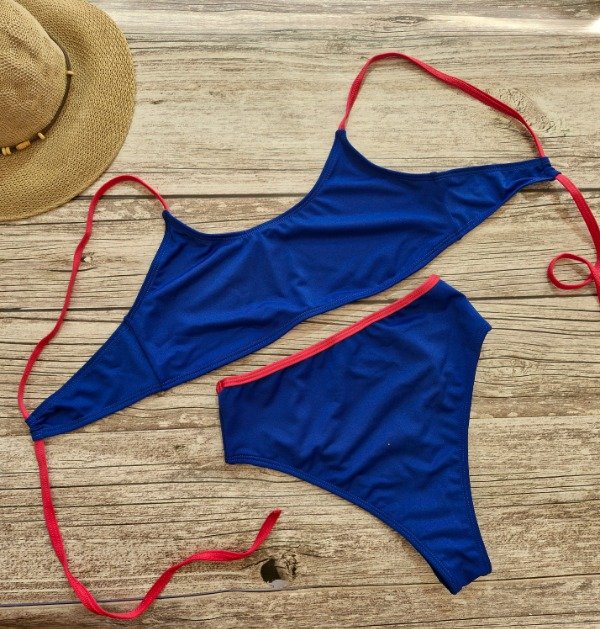 Producto - Bikini azul combinada con vedetina - talle 105/110