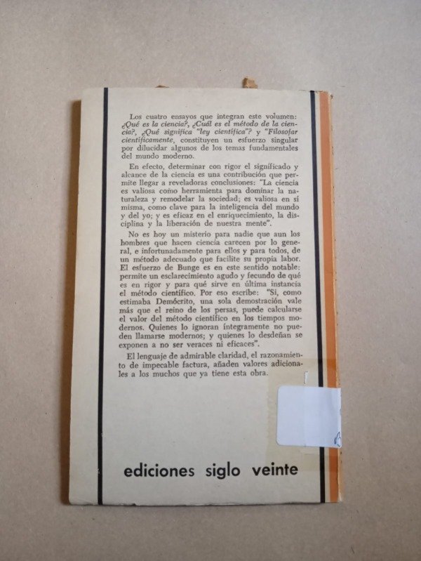 Producto - La ciencia y su método filosofía - Mario Bunge - Siglo veinte 1975 - 1