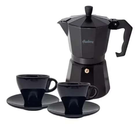 Producto - SET CAFETERA NEGRA 6TZ +TAZA Y PLATO