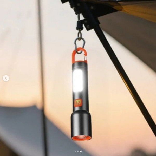 Producto - Linterna Mano Aluminio Recargable USB Tipo C 3 Colores de Led y Clip para colgar - 7