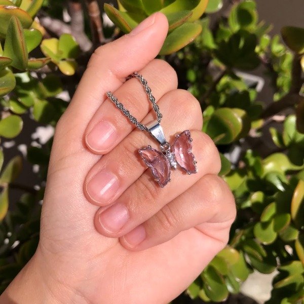 Producto - Conjunto Cadena + Dije Mariposa rosa
