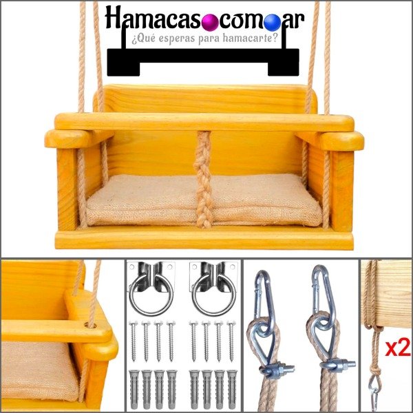 Producto - Hamaca bebé modelo infante linea PREMIUM yute y almohadón ENVÍO GRATIS