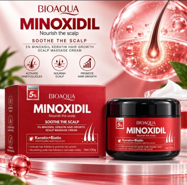Producto - BIOAQUA MINOXIDIL CON KERATINA Y BIOTINA CREMA DE MASAJE CAPILAR 100 G