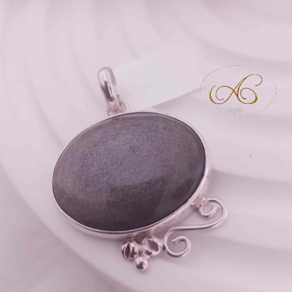 Producto - Dije obsidiana plateada