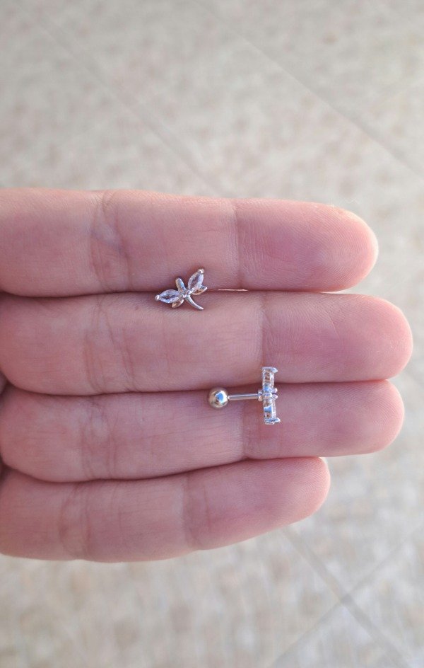 Producto - Piercing de Acero Helix Libélula con strass Blanco (unidad)