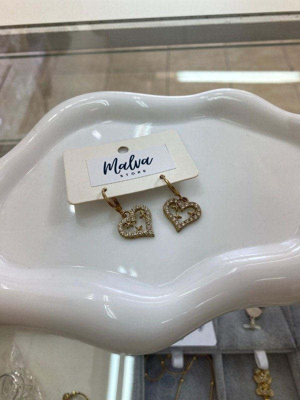 Producto - Aros Colgante de Corazón Strass