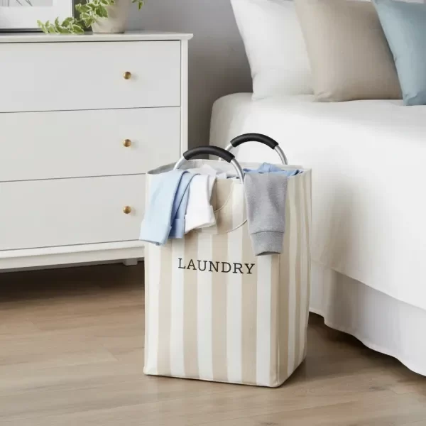 Producto - CESTO LAUNDRY RAYAS BEIGE