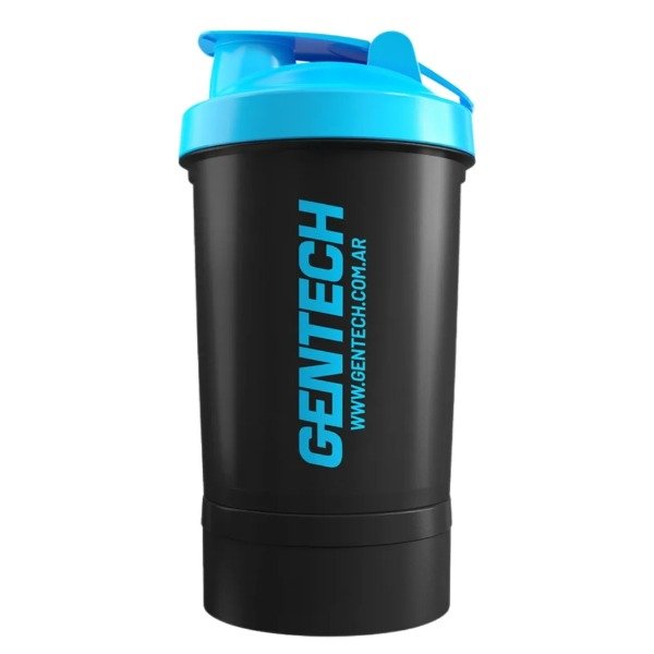 Producto - Shaker Gentech x 500 cc - Vaso Negro con Compartimiento