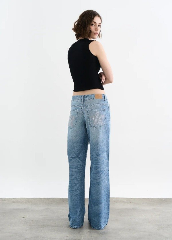 Producto - JEAN WIDE TIRO BAJO STRASS ESTRELLA CELESTE - 6