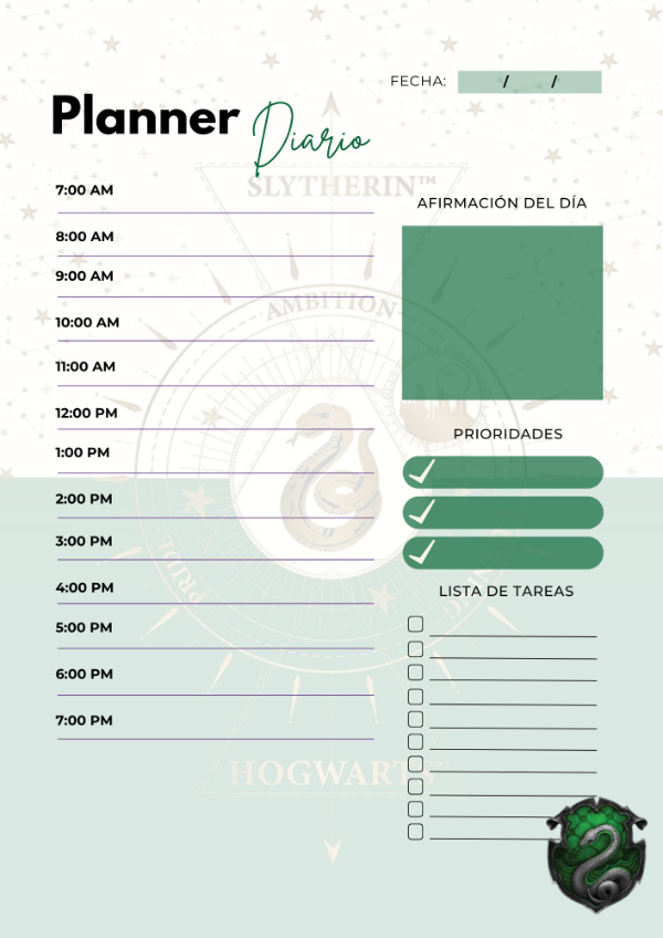 Producto - PLANNER DIARIO SLYTHERIN