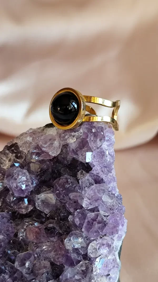Producto - Anillo Órbita Obsidiana Negra