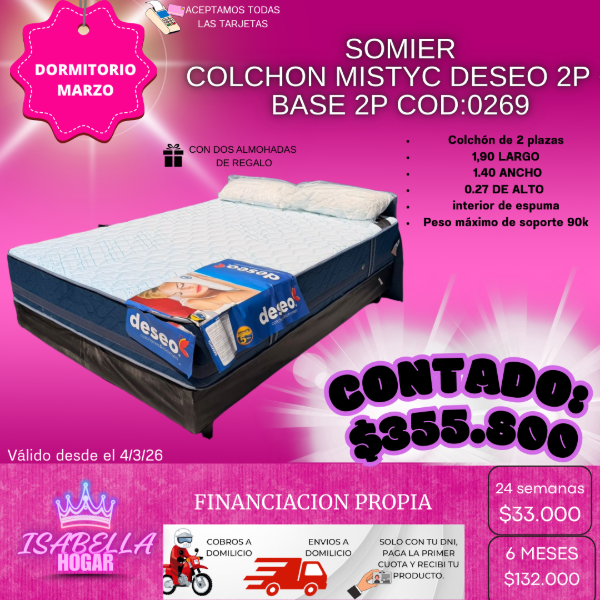Producto - SOMIER MISTYC DESEO 2P COD:0269