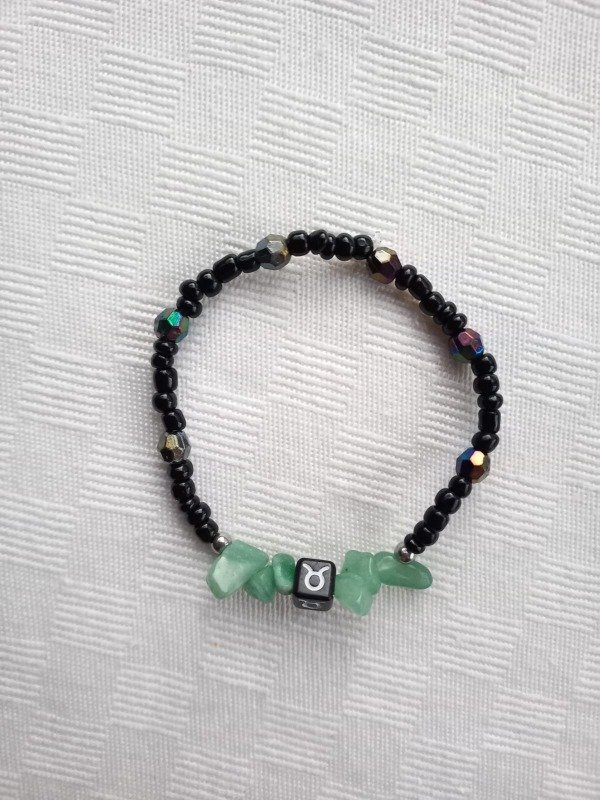 Producto - Tauro - Pulsera Vibracional Negra Cuarzo Verde