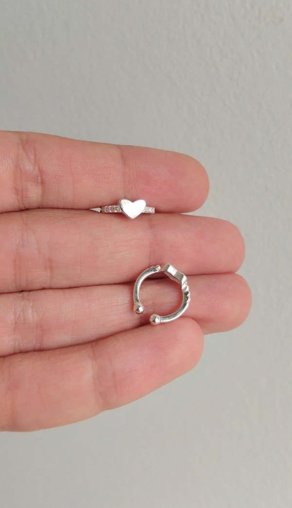 Producto - Aro de Plata Cuff Corazon con Micropave (unidad)