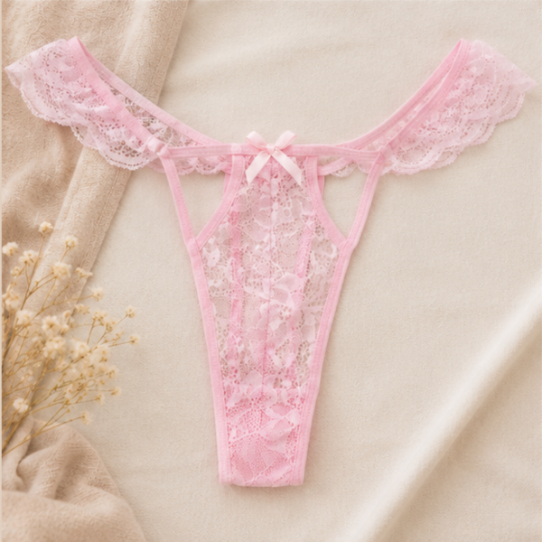 Producto - Less Rosa Encaje con Moñito