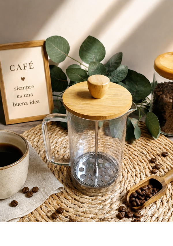 Producto - CAFETERA CON EMBOLO TAPA BAMBOO 600 ML - 0