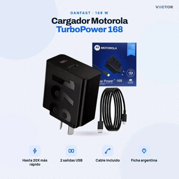Producto - Cargador 168W Ultra Charge con Cable C a C MOTOROLA - 1