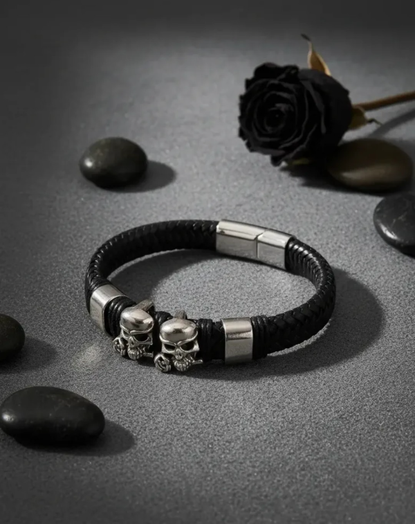 Producto - Pulsera cuerina dos calaveras