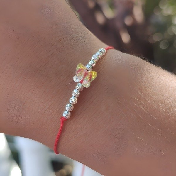 Producto - Pulsera hilo rojo Swarovski bolitas plata 925 Regulable