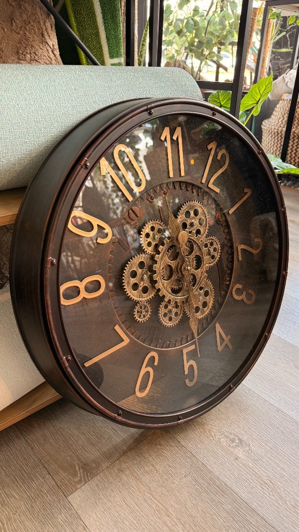 Producto - Reloj pared engranaje 50 cm cobre y dorado