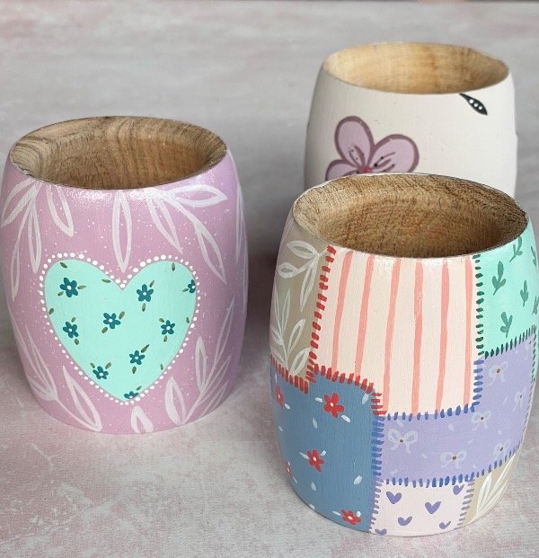 Producto - 3 Mates: corazón, patchwork, flor