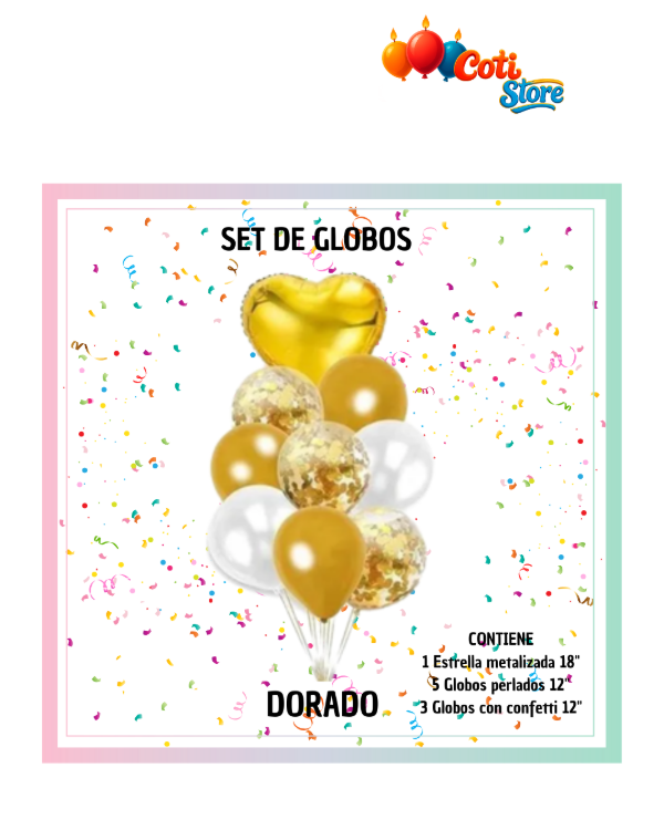 Producto - Set de Globos Corazón Dorado