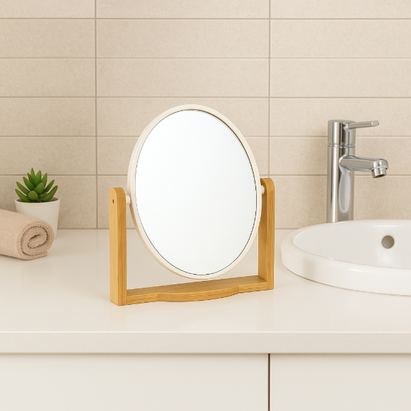 Producto - Espejo redondo con base de madera