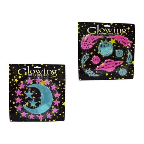 Producto - FIGURAS FLUORESCENTES LUNA Y ESTRELLAS EN BLISTER 28.5X28.5CM