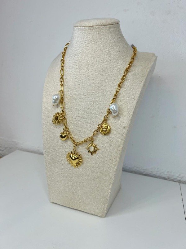 Producto - Collar Géminis acero quirúrgico con baño en oro