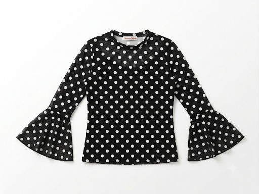 Producto - REMERA NEGRA A LUNARES BLANCOS NIÑA T6