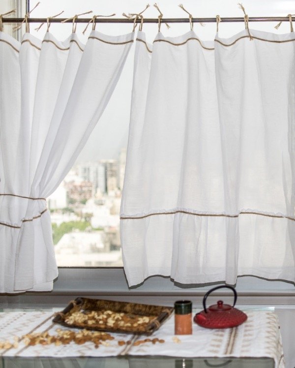 Producto - Cortina de Cocina Dina Gerade. tela Gasa algodón