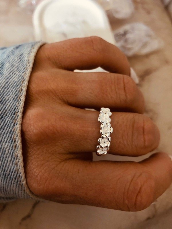 Producto - Anillo flores inflado maciso Plata 925