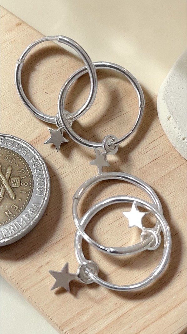 Producto - Argollita de Plata 925 con dije estrellita (1,5 cm)