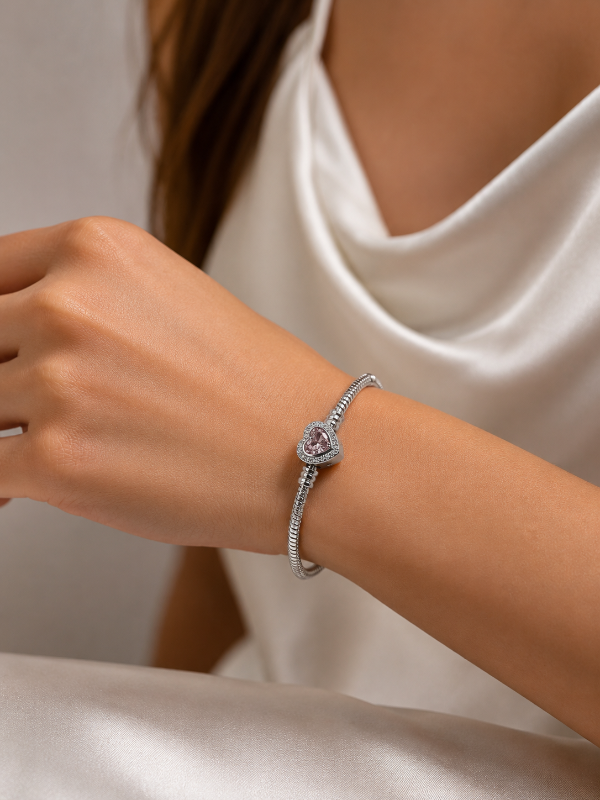 Producto - Pulsera tipo Pandora (con cierre) acero quirúrgico dije micro pavé