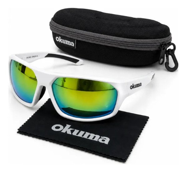 Producto - Anteojo Okuma Verde o Gris Mirror-B Espejados Polarizados UV400 Marco Blanco - 11