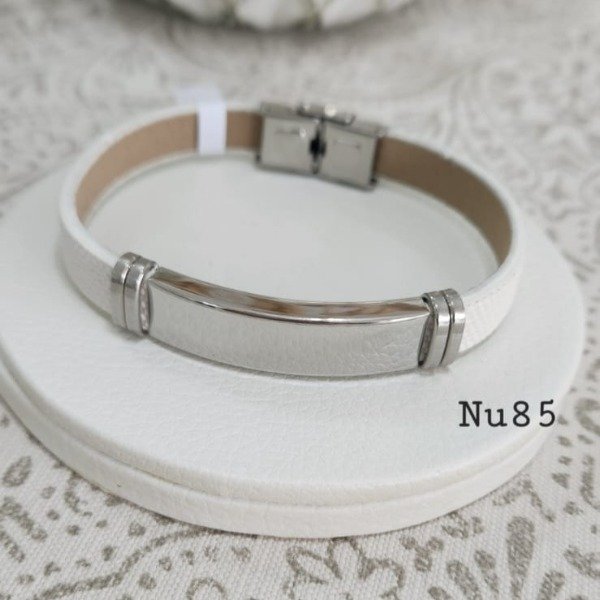 Producto - Pulsera blanca centro chapa lisa