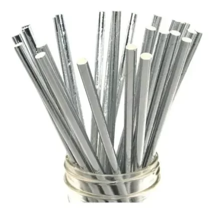 Producto - Sorbete polipapel metalizado x25un color plateado