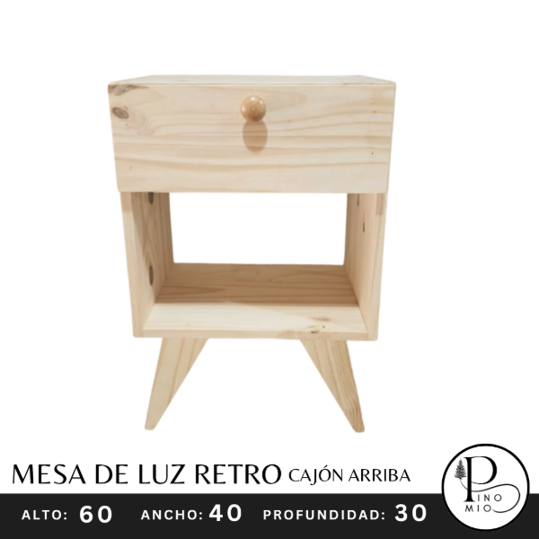 Producto - MESA DE LUZ RETRO CON CAJÓN ARRIBA