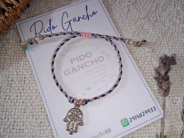 Producto - Pulsera con cordón trenzado y Mano de Fátima