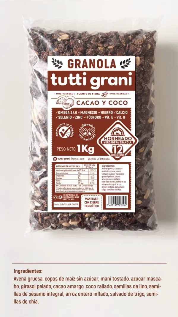 Producto - Granola Tutti Grani sabor cacao y coco x 1 KG. - 0