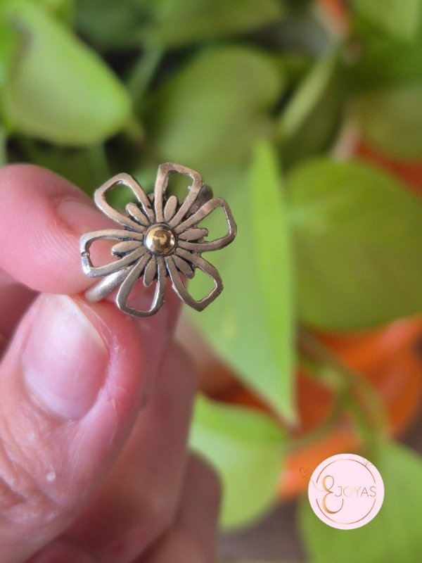 Producto - Anillo Plata y Oro flor