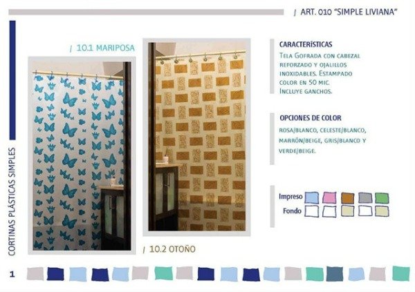 Producto - CORTINA DE BAÑO SIMPLE de PVC ART 10