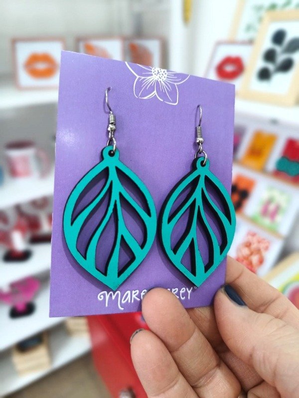 Producto - Aros Hoja Calada / Verde Aqua - 2