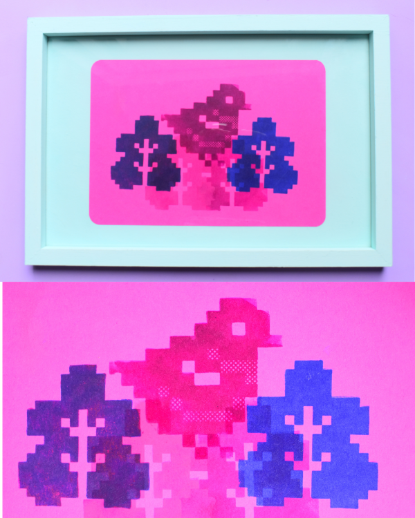 Producto - PAJARITO y fronda - Monocopia con cuadrito