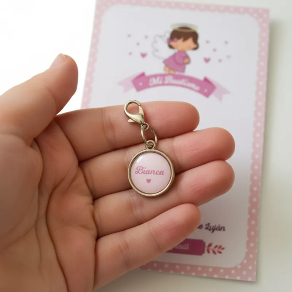 Producto - SOUVENIR ESTAMPA + MEDALLITAS PARA COLGAR PERSONALIZADO - BAUTISMO