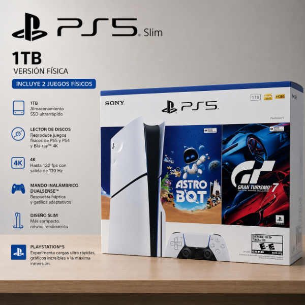 Producto - PLAYSTATION 5 SLIM 1TB VERSIÓN FISICA + 2 JUEGOS FISICOS - 0