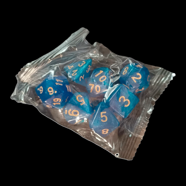 Producto - Set de 7 Dados - Azul con Purpurina