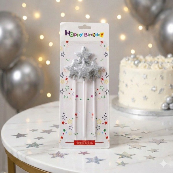 Producto - Vela Estrella Plata gibre x 4